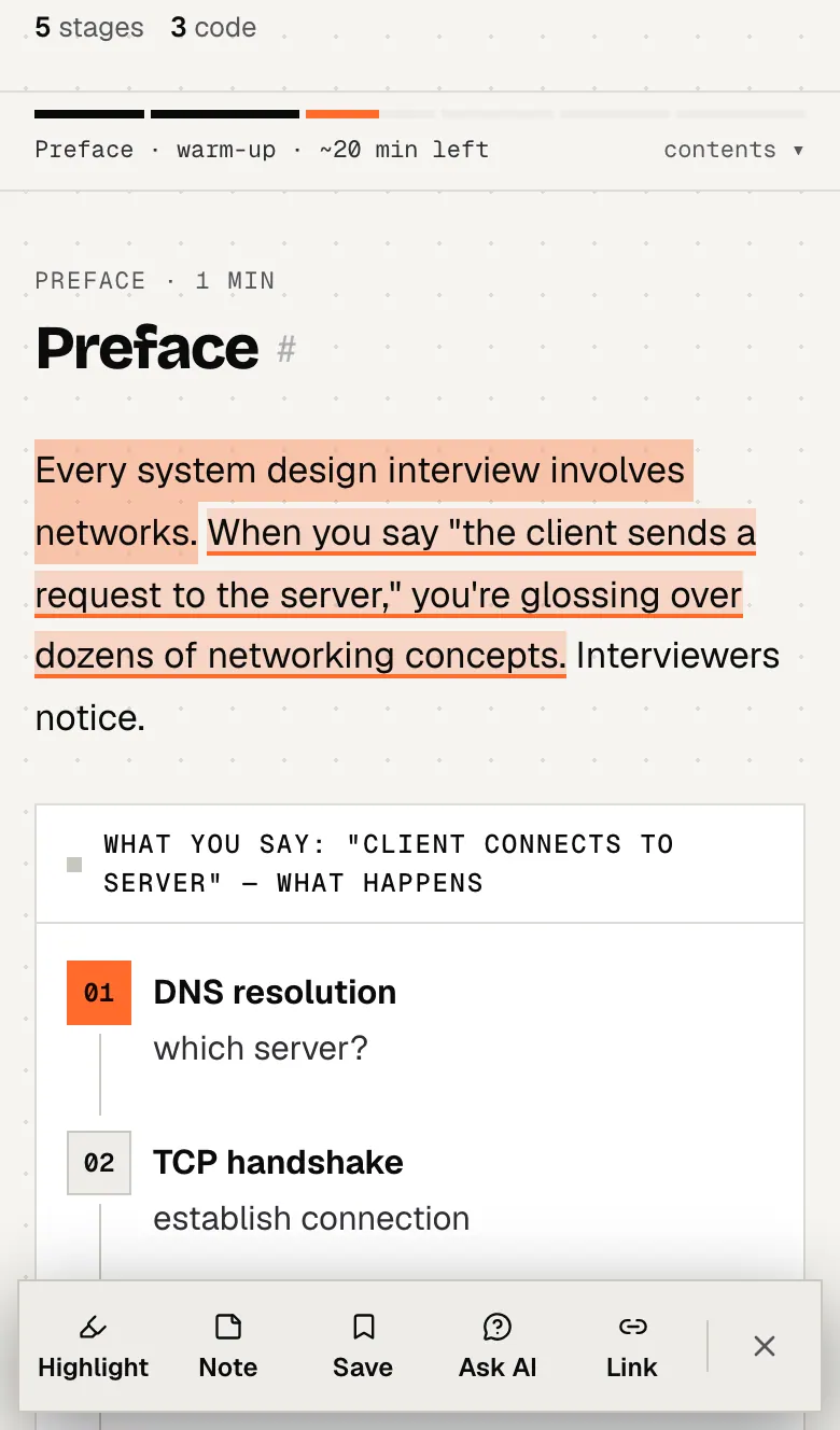 On a phone, a long-press selection docks the toolbar at the bottom of the screen.